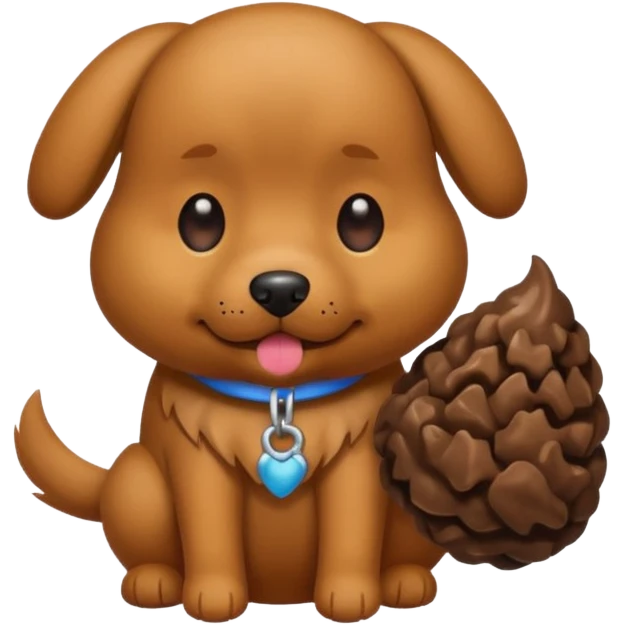 Dog holding poop emoji