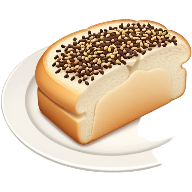 Slice of white bread on a white plate with chocolate sprinkles on top emoji