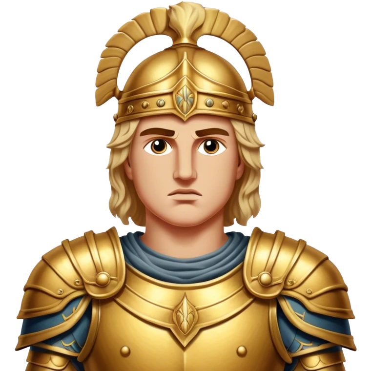 Cinematic Realistic Alexander the Great Portrait Emoji, depicted as a bold, charismatic ancient conqueror in regal armor with a commanding gaze, rendered with lifelike textures and dramatic heroic lighting that captures his legendary ambition. emoji