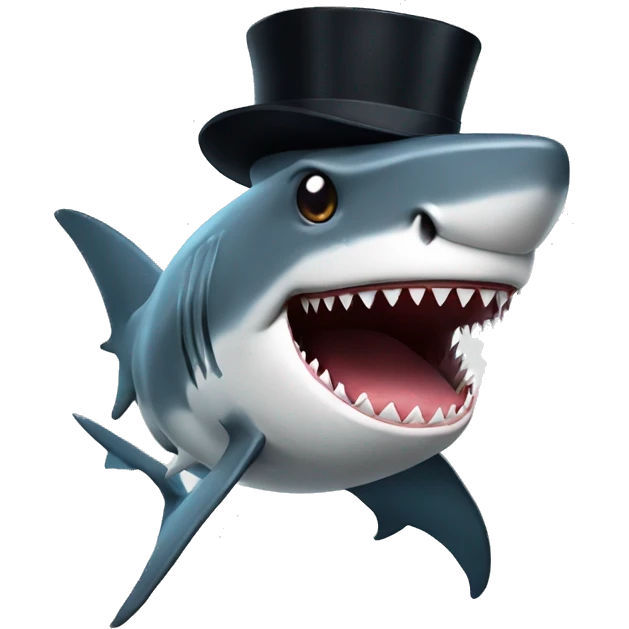 Shark with a top hat emoji