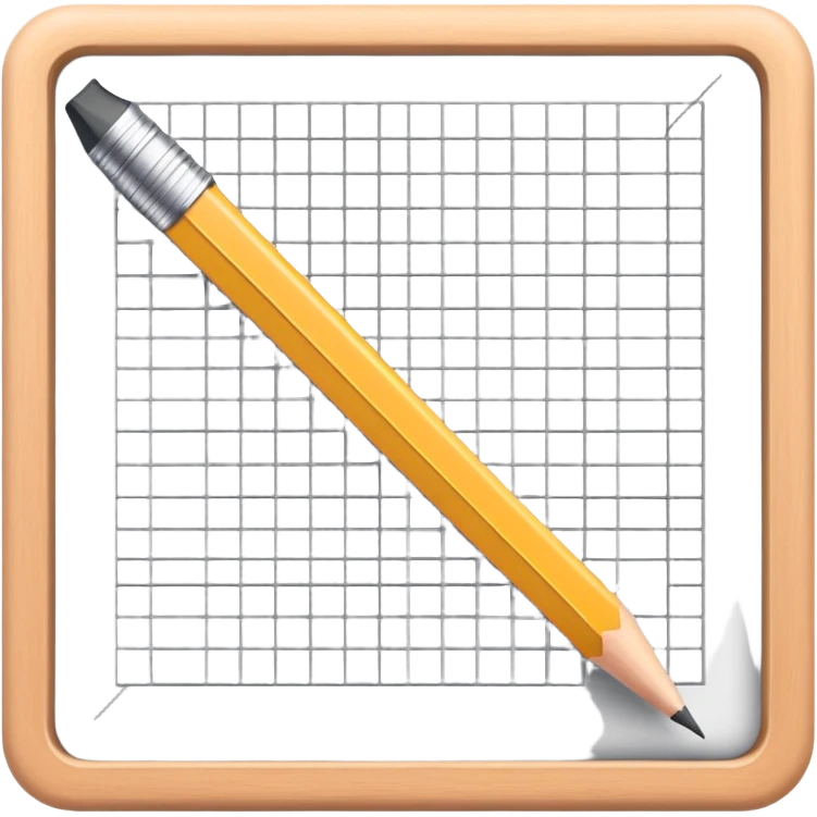 pencil placed over a square grid, representing the sketching phase of a logo emoji