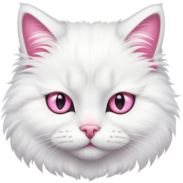 A white fluffy cat with a pink nose rolled her eyes sarcastically emoji