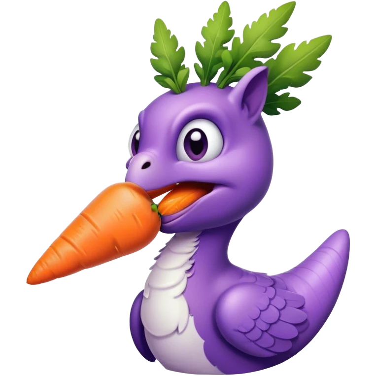 Purple  eosinopteryx eating a magical carrot ￼￼￼￼ emoji