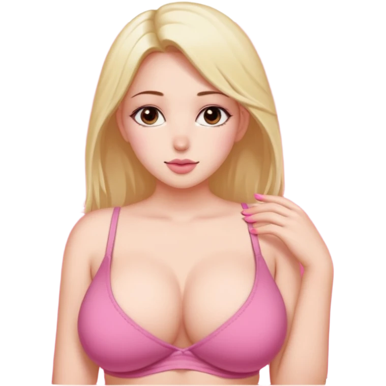 Girl doing this👉🏻👈🏻 while her really big boobs with pink nipples Exposed  emoji