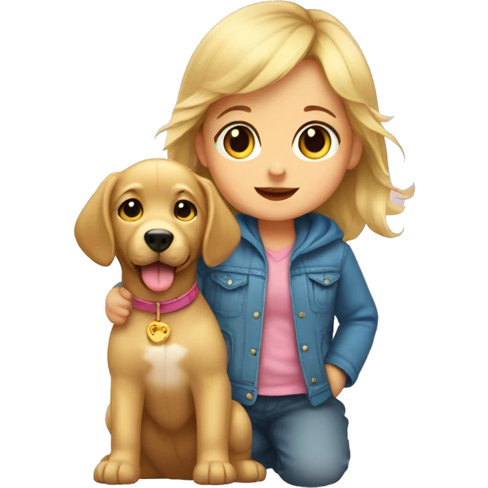 Baby girl with golden retreiver emoji