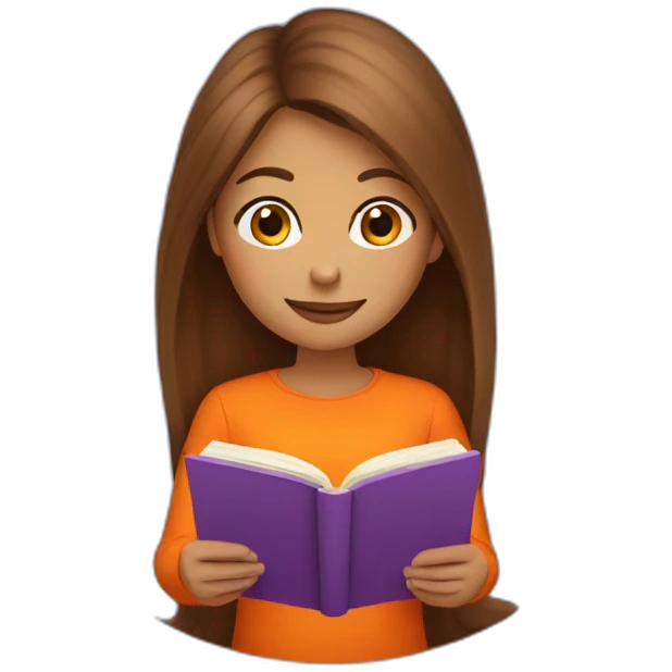 brown-long-hair-girl-wearing-purple-blouse-reading-a-orange-book-without-glasses emoji
