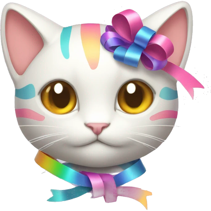 Shiny colorful Mew with ribbons emoji