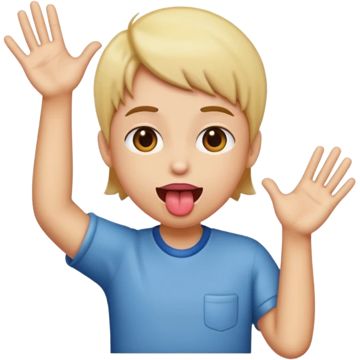 Hands on the side with someone’s tongue out emoji