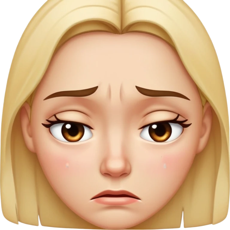 Female face looking upset and distraught, tears in eyes, frowning deeply emoji