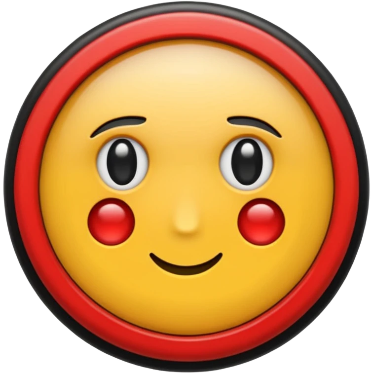 Rectangular shape with half black on the top half red on the bottom tiny yellow circle in the middle emoji