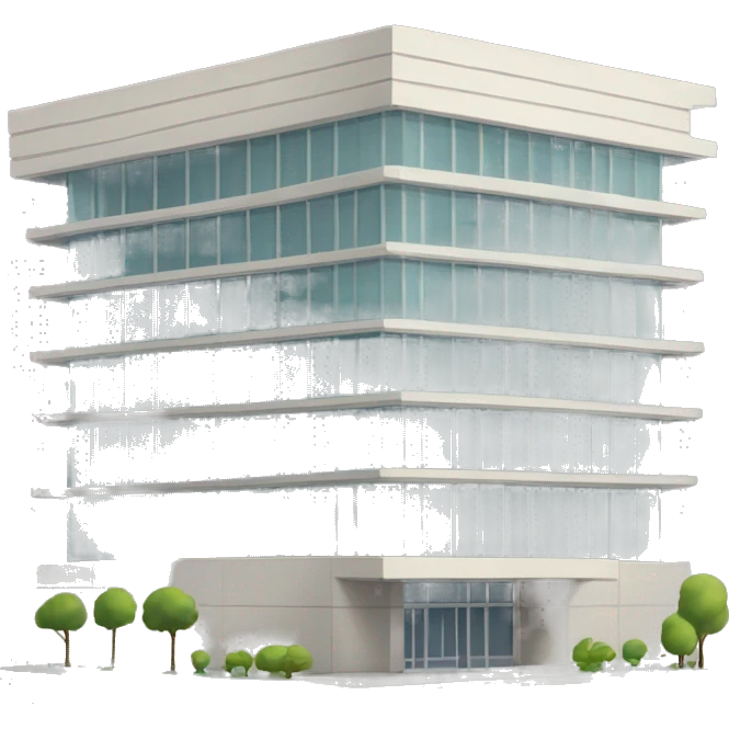 Large modern building that says, “Library” emoji