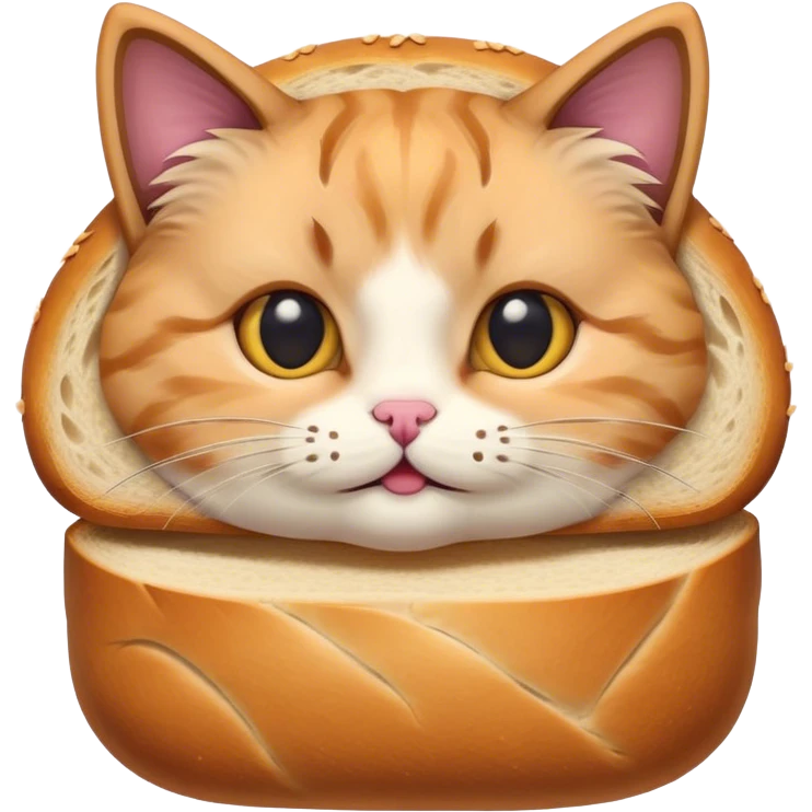 cat head inside of a bread emoji