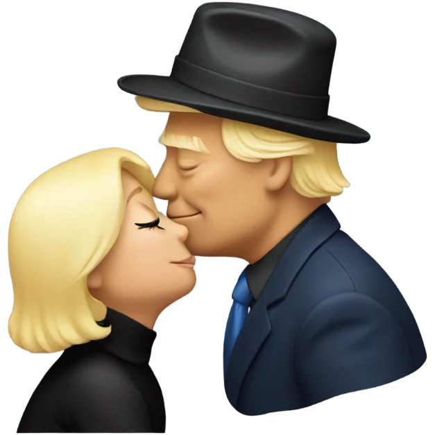 Photo realistic, Donald Trump, kissing and embracing black cat, emoji