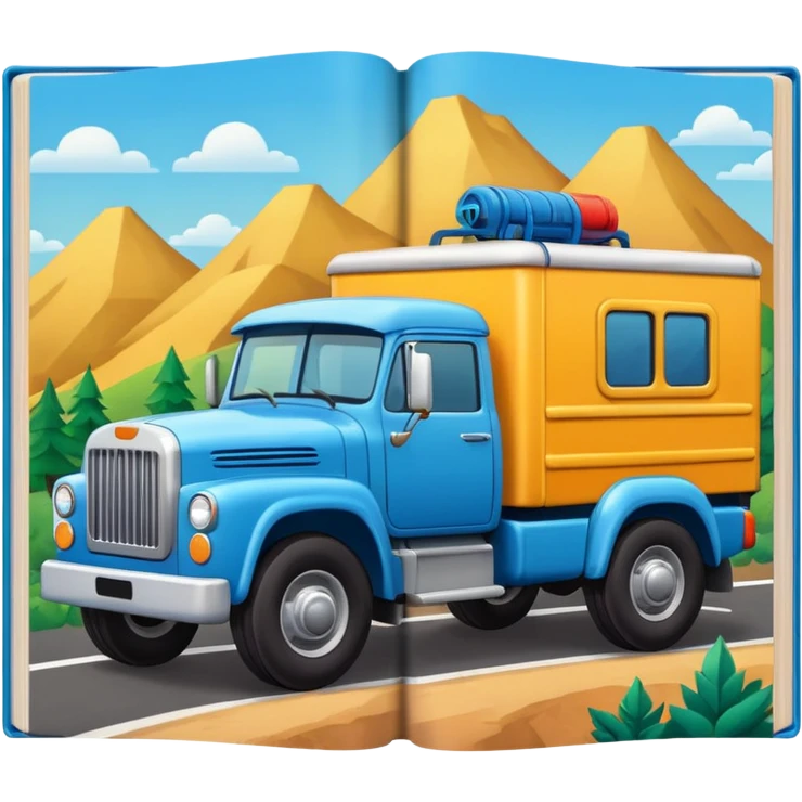 a book with a truck illustration on the cover emoji