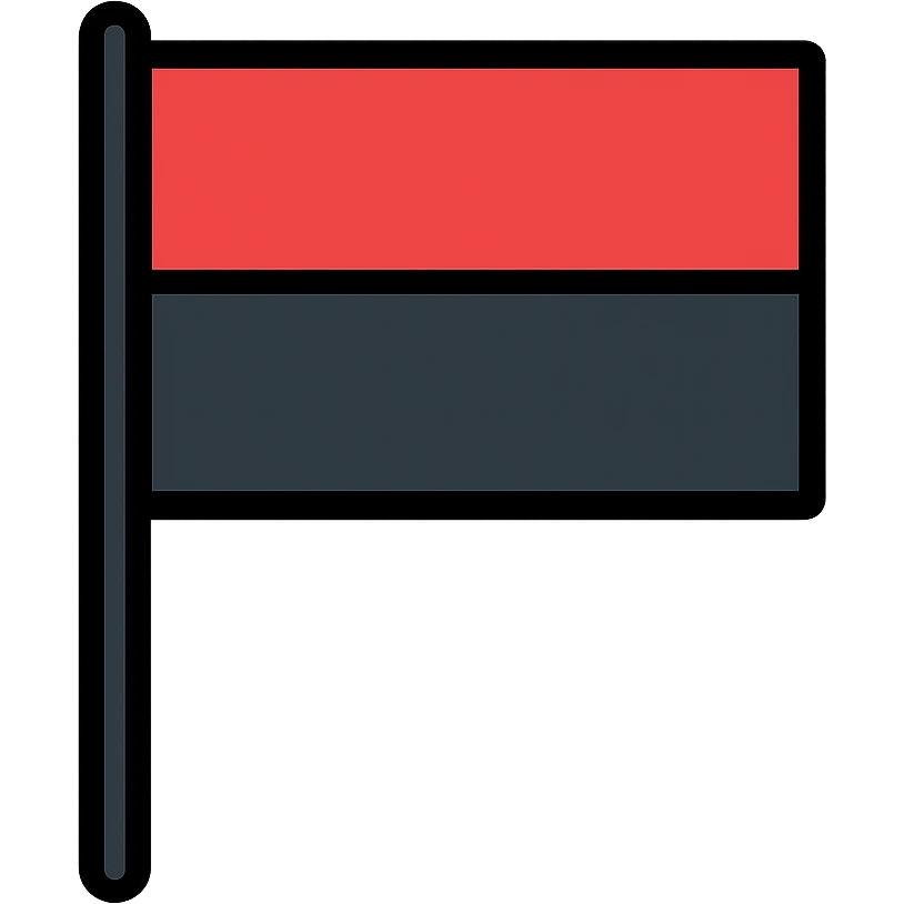 A rectangular flag with a red top half and a black bottom half emoji