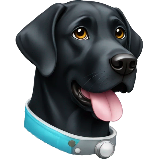 Black labrador with a science coat emoji