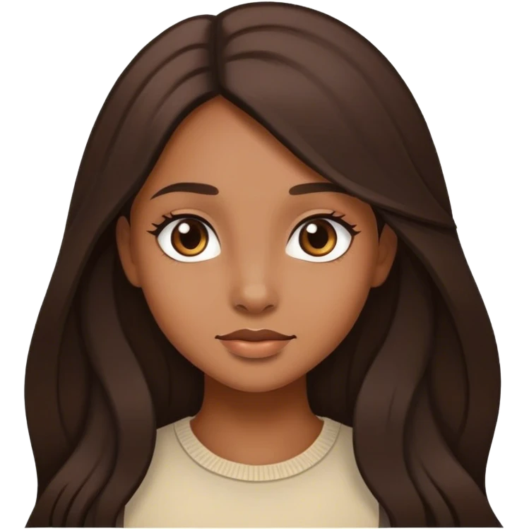 light brown skin girl with dark brown long hair pretty emoji