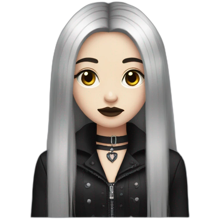 Goth girl long hair middle part emoji