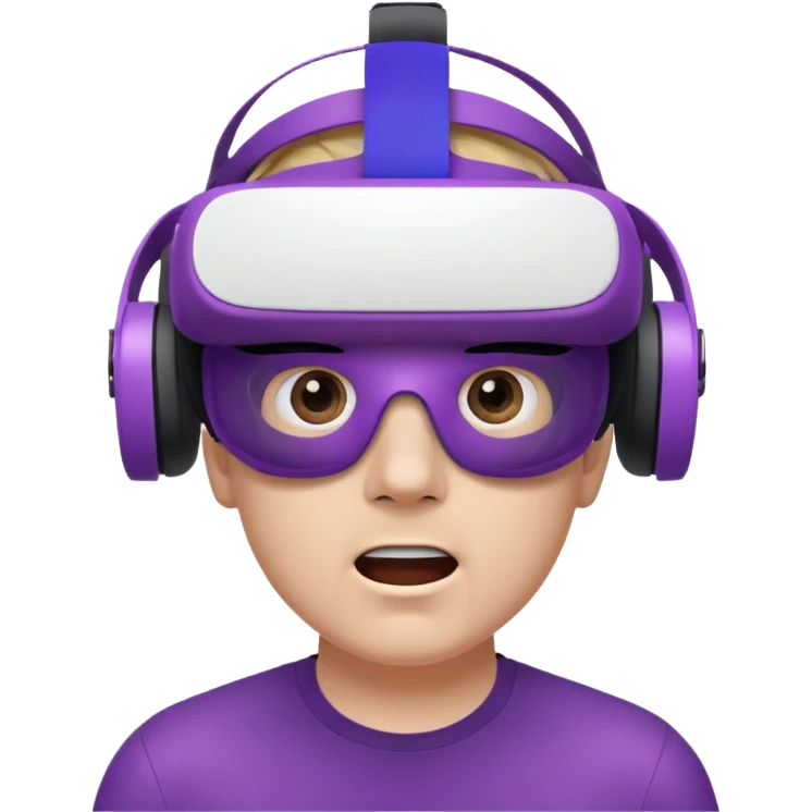 white male with a purple VR headset, looking surprised emoji