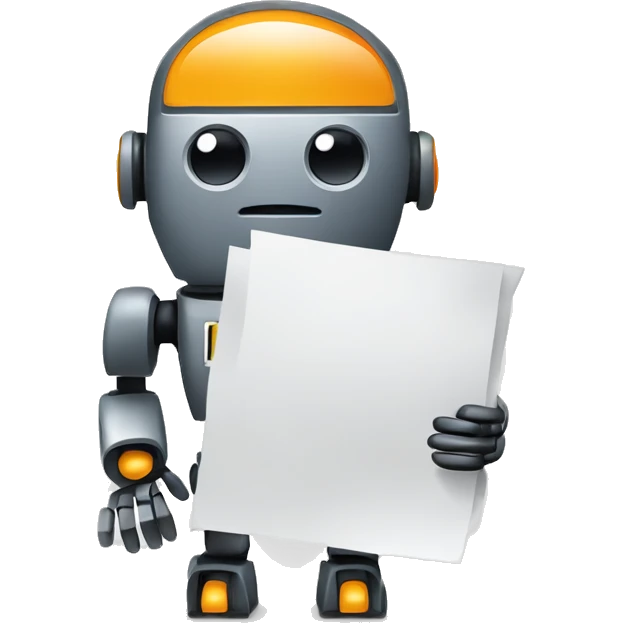 A simple and clean favicon design with a small robot icon holding a piece of paper or document. The robot represents AI, and the document represents blogs. Minimalist style with bright and friendly colors.” emoji