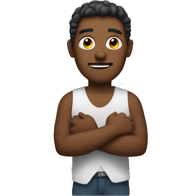 a man who shows a cross with his hands emoji