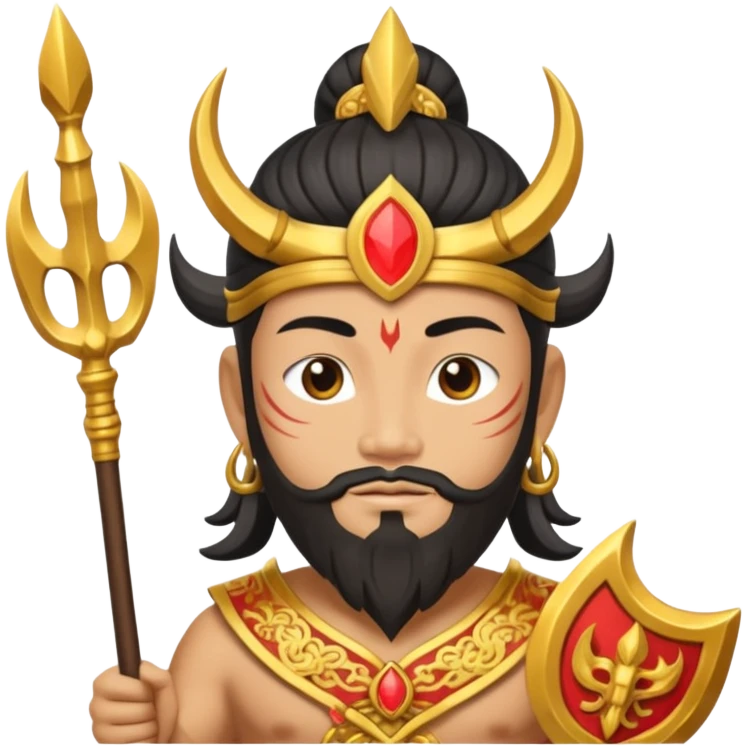 chinese god with Poseidon trident emoji