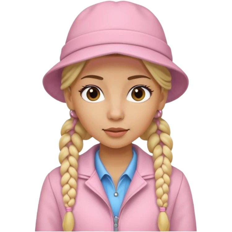 Two blonde braids cowgirl with soft pink hat and jacket emoji