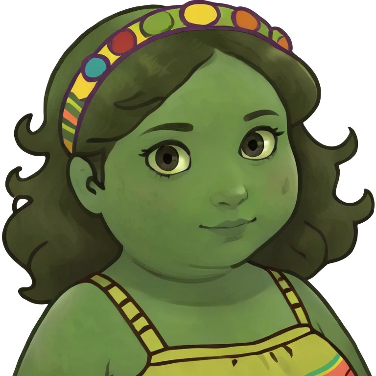 Girl with hazel eyes pale skin brown wavy hair and chubby face emoji