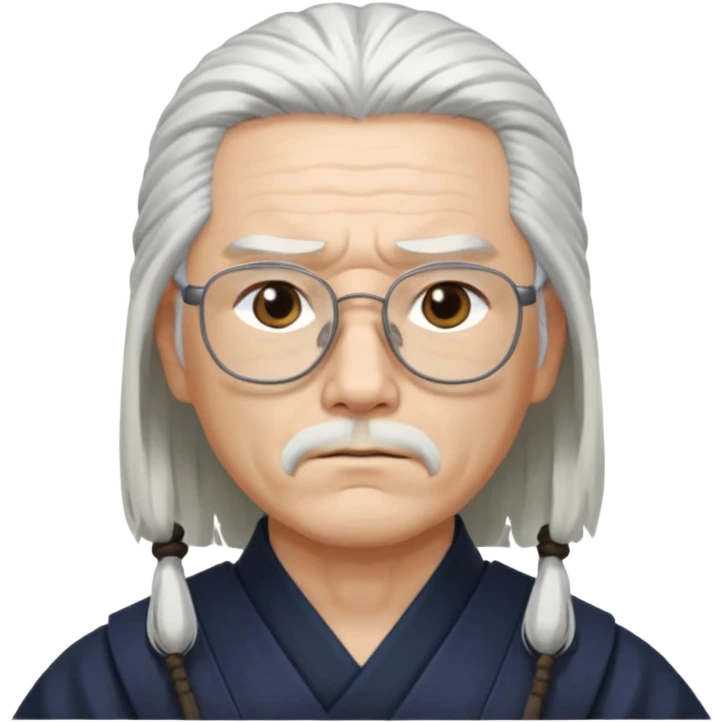 samurai, slim, long white hair , glasses emoji