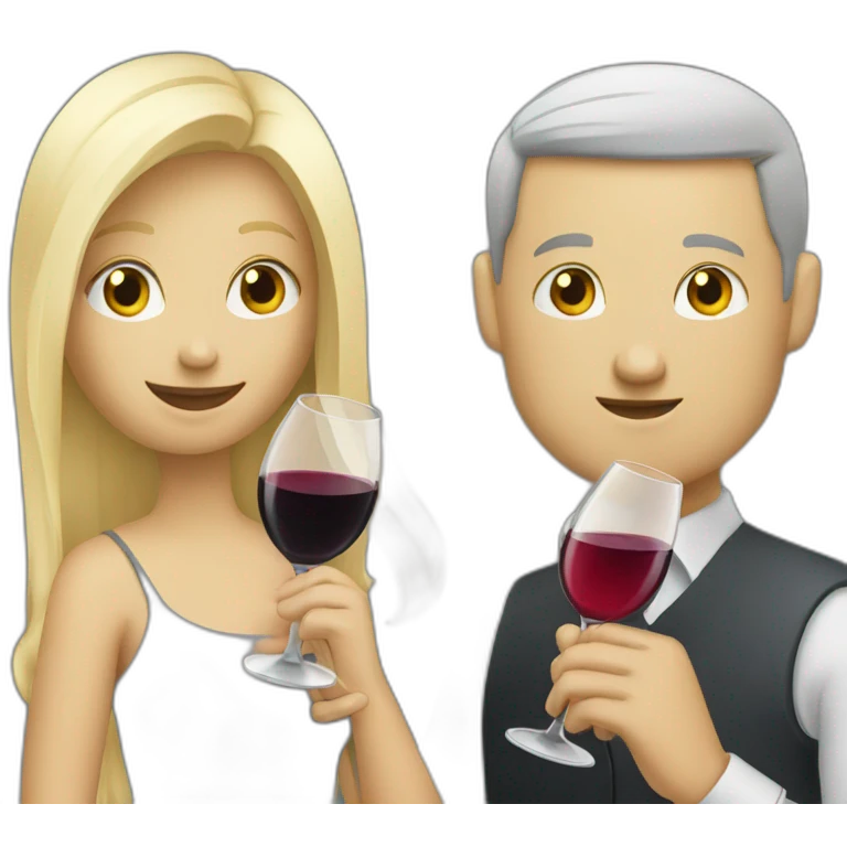 blonde girl and grey man drinking wine emoji
