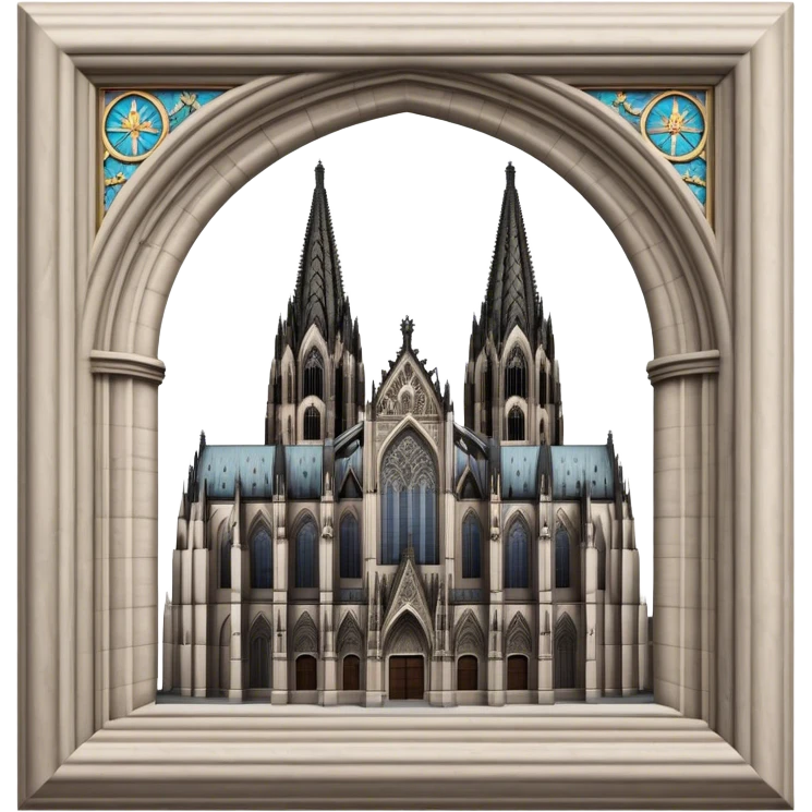 Cinematic Realistic Cologne Cathedral Landmark Emoji, showcasing Gothic architecture rendered with detailed stone textures and majestic, dynamic lighting. emoji