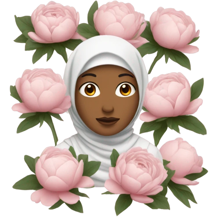 White Woman white don’t face with hijab holding peonies emoji