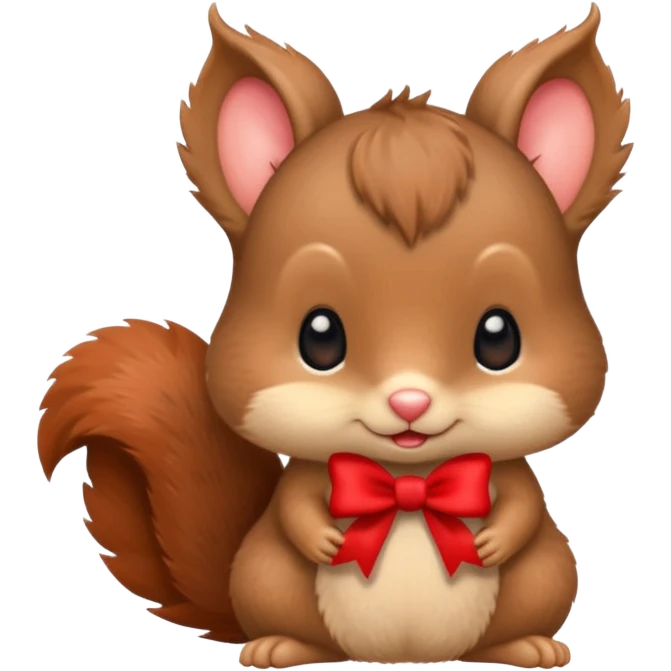 baby squirrel with a tiny red bow emoji