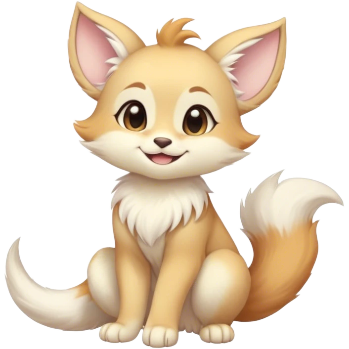 Kawaii bright fantasy ethereal anthro fursona animal with a tufted tail and round ears emoji