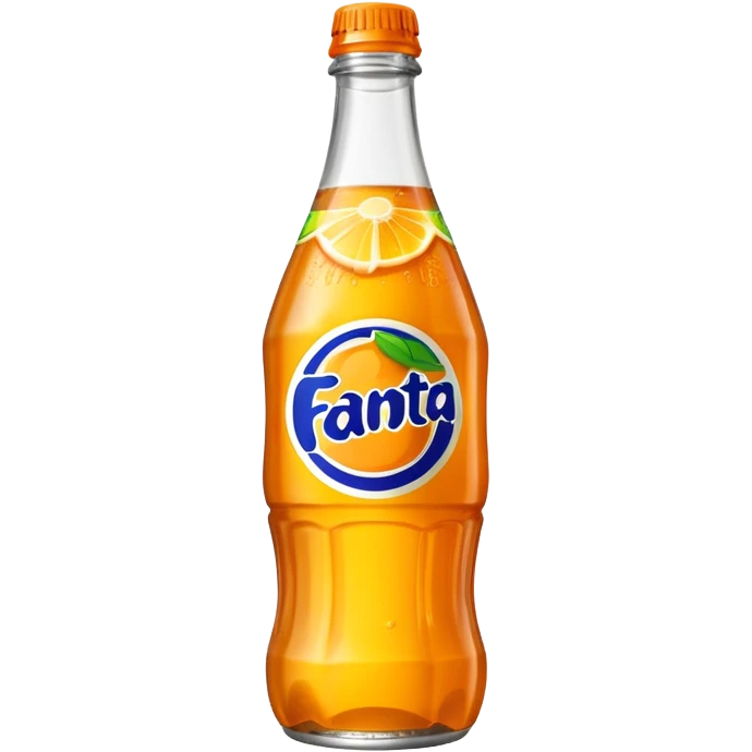 Una botella de cristal con el logo de Fanta con Fanta de limón dentro de color amarillo AMARILLA eres tonto emoji
