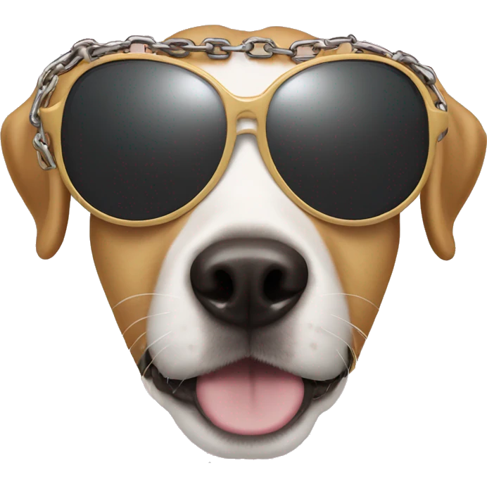 Dog with chain and sun glasses emoji