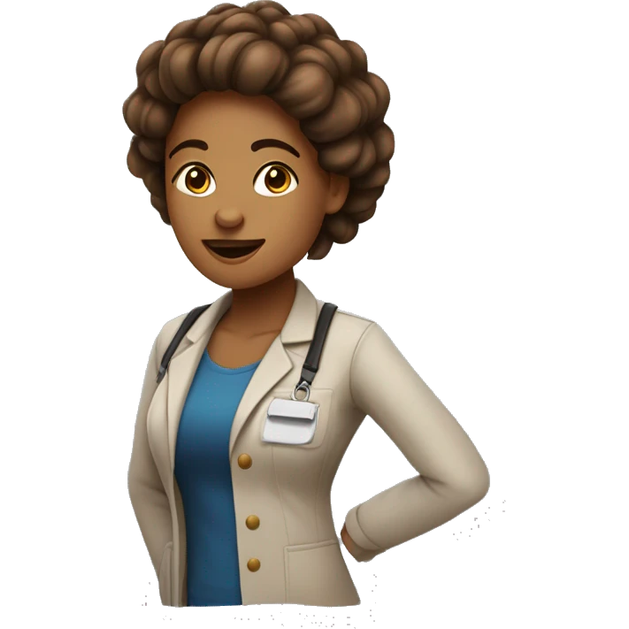 ntutricionista mulher com cabelo marrom,jaleco e maça emoji