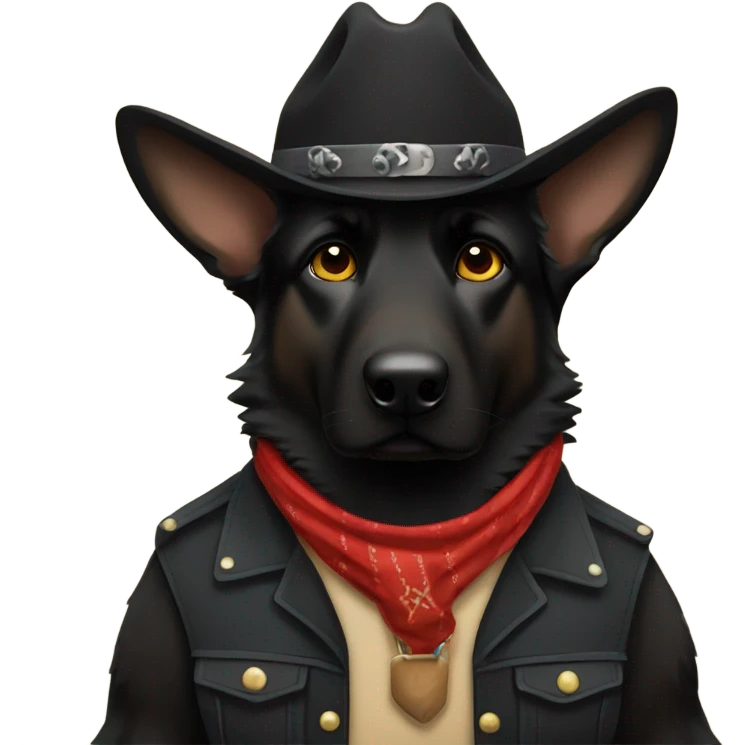 All black German shepherd cowboy  emoji