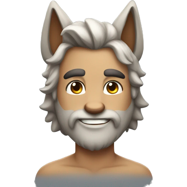 Muscular male with cute smile and have wolf ears and tail emoji