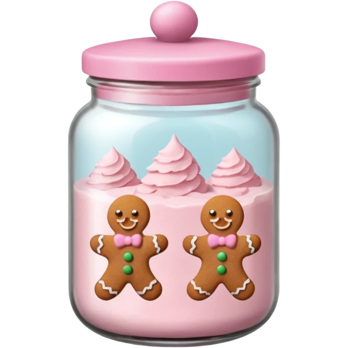 christmas gingerbreads pastel pink in jar with pink lid emoji