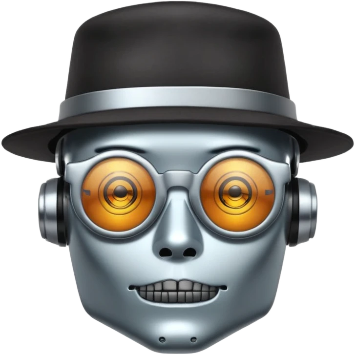 tattoed robot with hat and glasses emoji