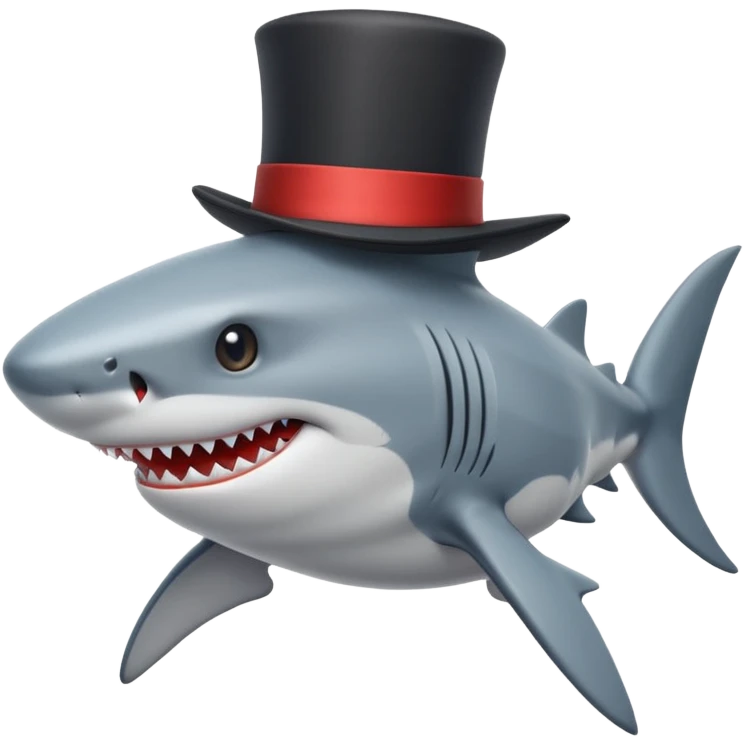 Shark with a top hat emoji