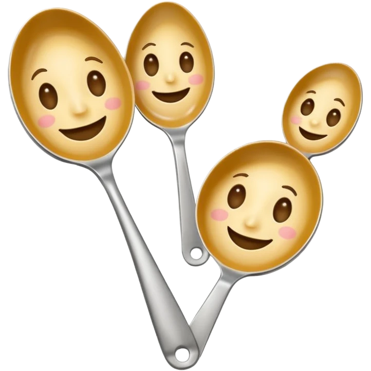 one big spoon and one little spoon with faces emoji