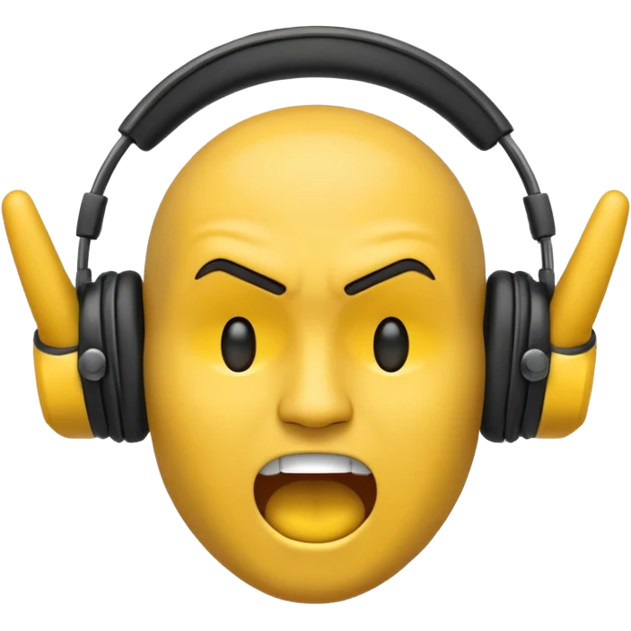 Typicalt emoji icon listening to music headbanging holding a hand up showing the rock symbol emoji