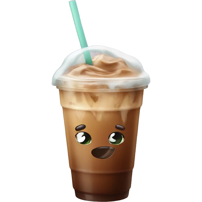 Iced coffee with bow emoji