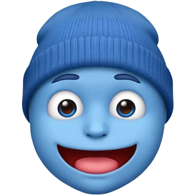 Blue Skin emoji with mouth to with Beanie  emoji