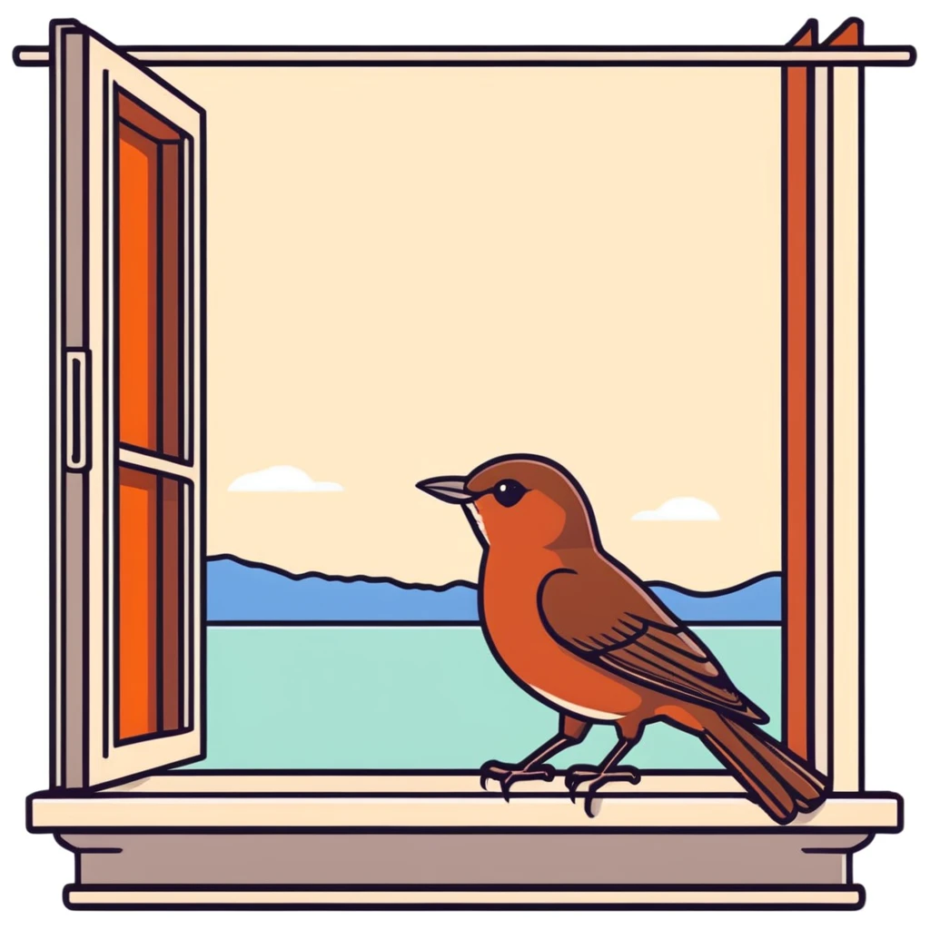 nightingale on open window sill emoji
