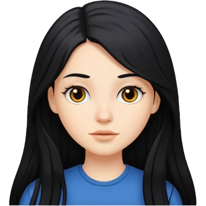 White girl with long black hair  emoji