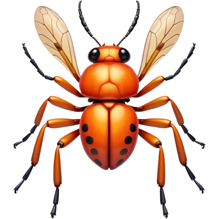3D iPhone style emoji of a cute bug, colorful and detailed, six legs, shiny exoskeleton, isolated on white background, soft shadows, high detail, playful and cute. emoji