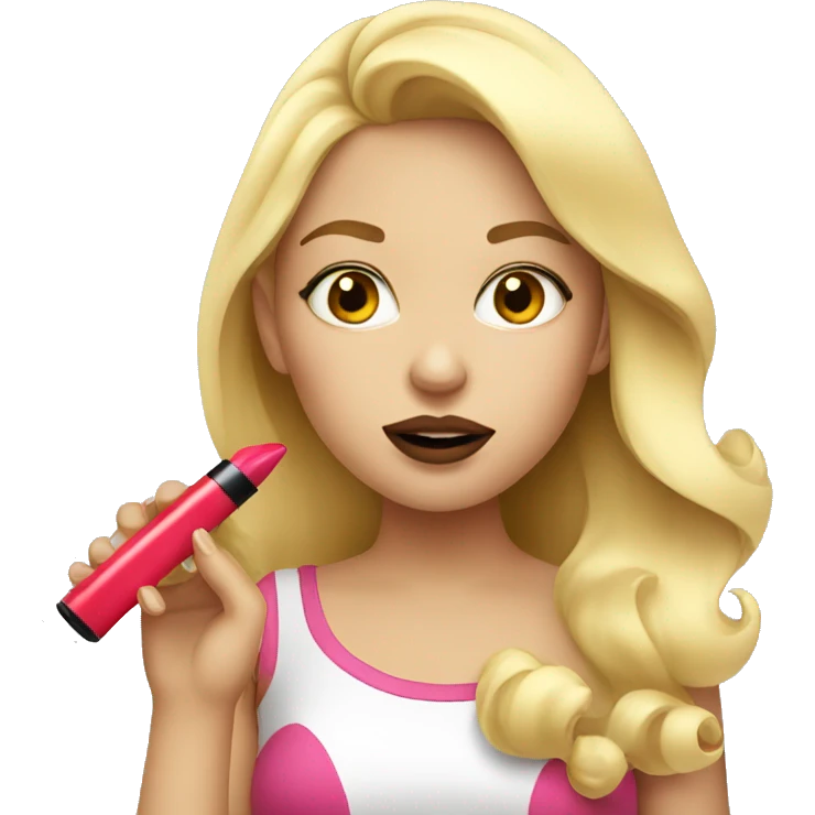 blonde girl putting lipstick emoji